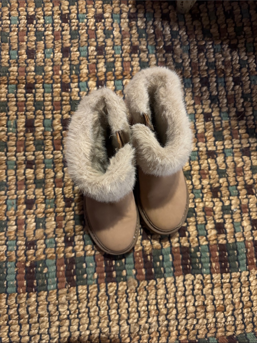 Girl’s Zara Tan Faux-Fur Trim Ankle Winter Boots Sz 13.5 US. 31 Europe
